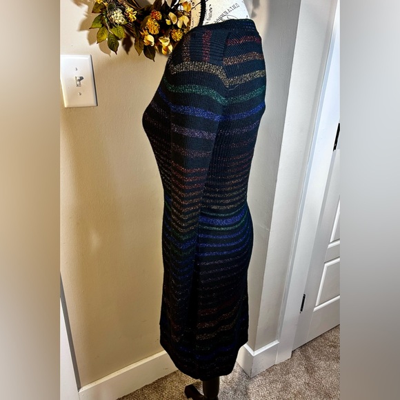 TRINA TURK Wool Colorful Metallic Stripe Bodycon Stretch Sweater Dress Sz S - Picture 6 of 12